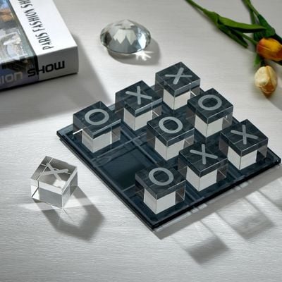 Abriz XOXO Game Board Black Crystal / Glass  23 X 23 X 7 CM
