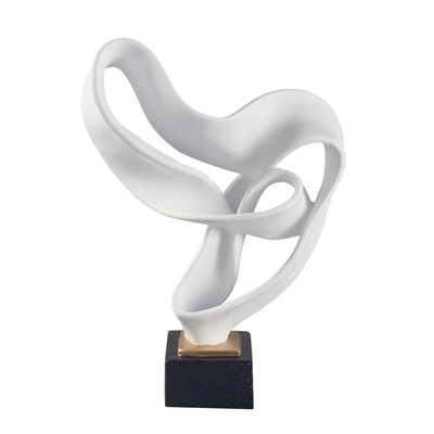 Abriz Abstract Table Deco White Resin   32 X 14 X 45 CM