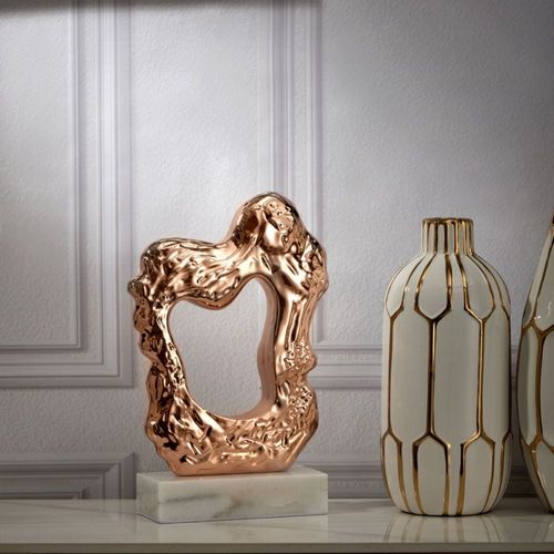 Abriz Abstract Table Deco Gold Resin / Marble  22 X 8 X 33 CM