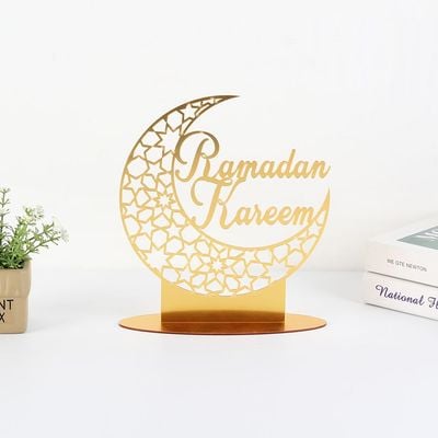 Afreen Acrylic "Ramadan Kareem" Table Décor Gold 20X23Cm