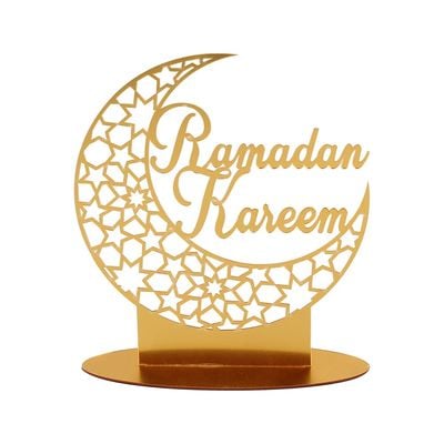 Afreen Acrylic "Ramadan Kareem" Table Décor Gold 20X23Cm