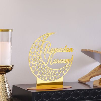 Afreen Acrylic "Ramadan Kareem" Table Décor Gold 20X23Cm