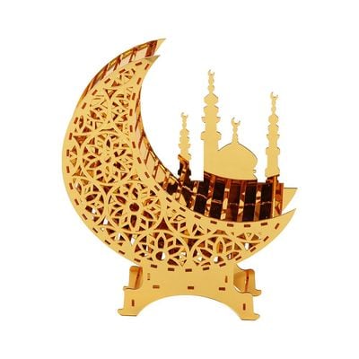 Afreen Acrylic Led Mosque Décor Gold 18.7X22.5Cm