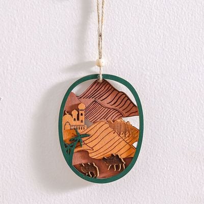 Afreen Wood Desert Oasis Hanging Décor-9.3X0.7X12Cm