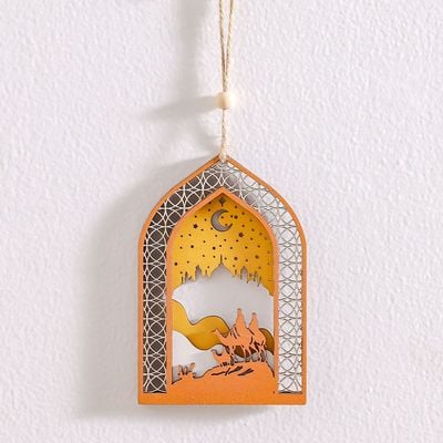 Afreen Wood Desert Moon Hanging Décor-8X0.8X12Cm