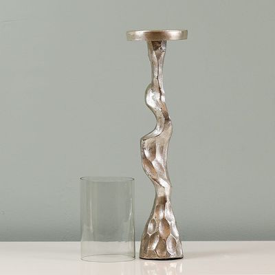 Arianna Twisted Pillar Candle Holder 10x10x48 cm - Silver