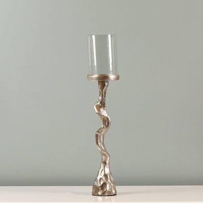Arianna Twisted Pillar Candle Holder 10x10x58 cm- Silver