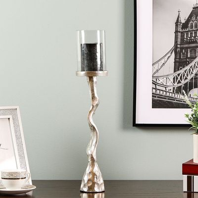 Arianna Twisted Pillar Candle Holder 10x10x58 cm- Silver