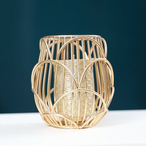 Arianna Cage T Light Holder Gold 15x15x23 cm