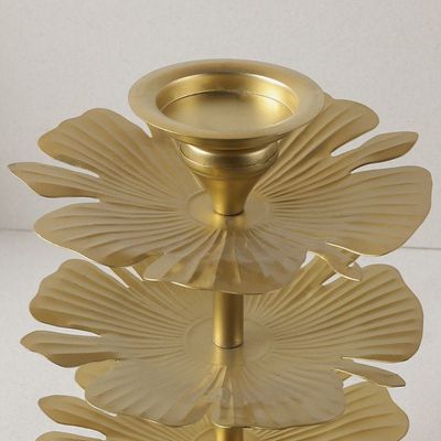 Arianna Lotus Pillar Candle Holder- Gold 1369