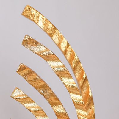 Arianna Bird Feather Candle Holder- Gold & Black