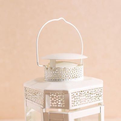 Sahara Decorative Filigree Lantern - White