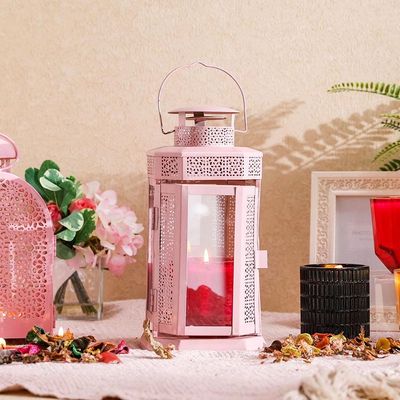 Sahara Decorative Filigree Lantern - Pink