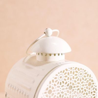 Sahara Decorative Filigree Lantern - White - 12 x 15 x 27 Cm