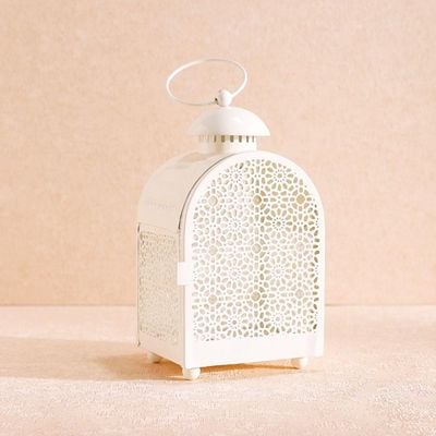 Sahara Decorative Filigree Lantern - White - 12 x 15 x 27 Cm