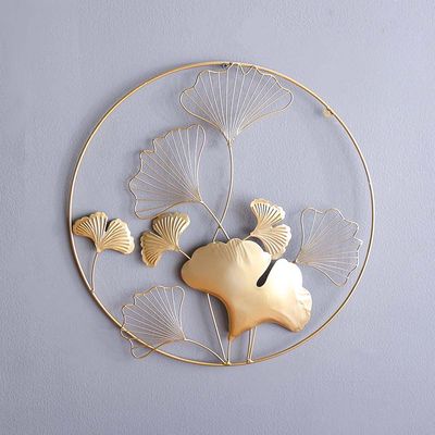 Medalion Circle Frame Leaf Wall Decoration Gold 46X2X46CM