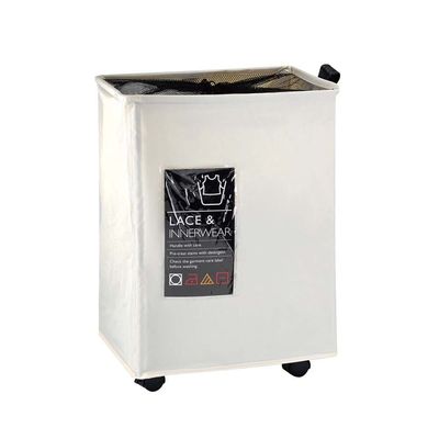 Oliver Wide Laundry Hamper with 4 wheels Off White 40X33X58 HCM