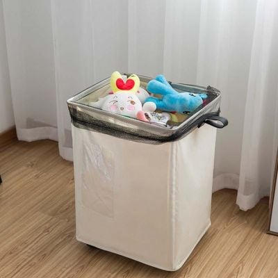 Oliver Wide Laundry Hamper with 4 wheels Off White 40X33X58 HCM