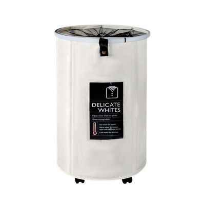 Oliver Round Laundry Hamper with 4 wheels Off White DIA 39X59HCM