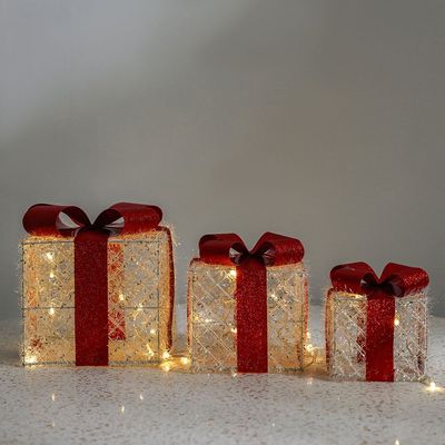 Rudolph Christmas Led Gift Box 12X15X19Cm