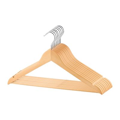 Magnus Set Of 8 Wooden Hangers - Natural - 44.5X23X1.2 cm