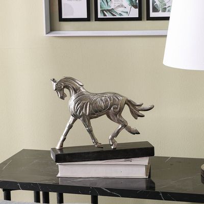 Arianna Decorative Horse Silver 30.5x7.5x25.5 Cm