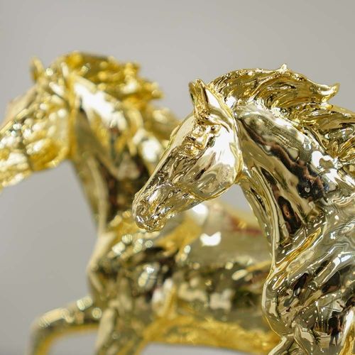 Lori Horse Pair Figurine Electroplated Gold 30.8X11X16.8Cm