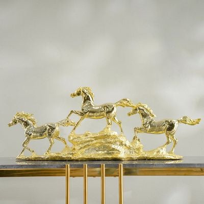 Lori 3 Running Horse Figurine Electroplated Gold 81X14.3X30.7Cm