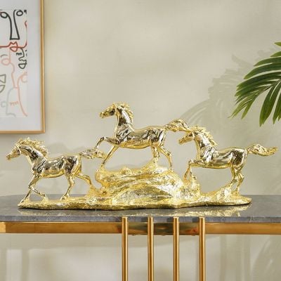 Lori 3 Running Horse Figurine Electroplated Gold 81X14.3X30.7Cm