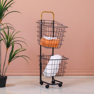 Oliver 2 Tier Laundry Basket- Black