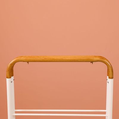 Oliver 3 Tier Bath Storage Cart With Wooden Handle- White