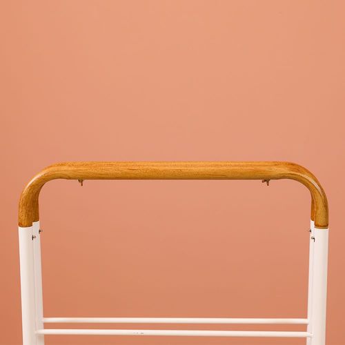 Oliver 3 Tier Bath Storage Cart With Wooden Handle- White