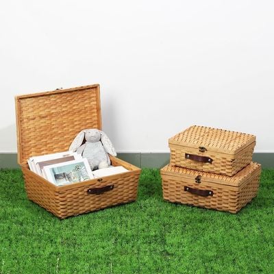 Macaw Pe Rattan Storage Baket 14.5X30.5X47.5Cm Natural Set/3