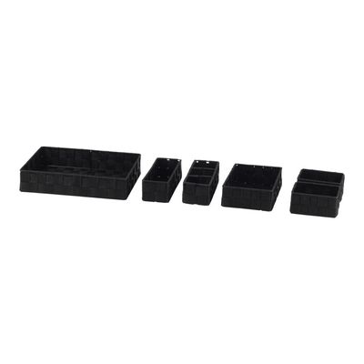 Macaw Storage Basket 31.5 X 24 X 6,22.5 X 14.5 X 5,10 X 13 X 4.6 Cm Black Set/6