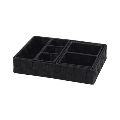 Macaw Storage Basket 31.5 X 24 X 6,22.5 X 14.5 X 5,10 X 13 X 4.6 Cm Black Set/6