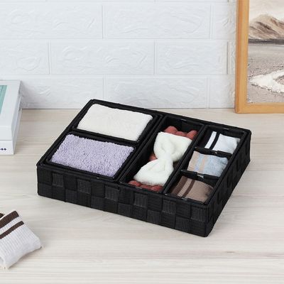 Macaw Storage Basket 31.5 X 24 X 6,22.5 X 14.5 X 5,10 X 13 X 4.6 Cm Black Set/6