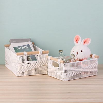 Macaw Paper Rope Storage Basket 35 X 23 X 15,30 X 19 X 12 Cm Beige Set/2