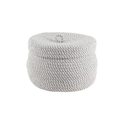 Macaw Cotton Rope Storage Basket W. Lid 23 X 17 Cm Light Grey Set/2