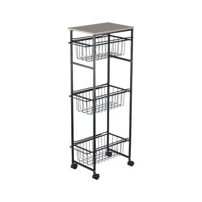 Macaw Metal Storage Cart With 3 Storeys 34 X 20.5 X 86Cm Black