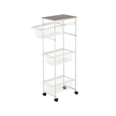 Macaw Metal Storage Cart With 3 Storeys 34 X 20.5 X 86Cm White