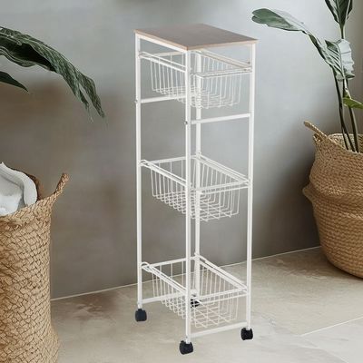 Macaw Metal Storage Cart With 3 Storeys 34 X 20.5 X 86Cm White