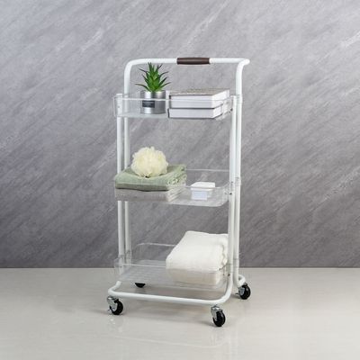 Macaw Metal Storage Cart With 3 Storeys 43X36X82Cm White