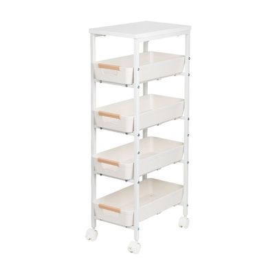 Macaw Metal Storage Cart With 4 Storeys 39.5X24X81.5Cm White