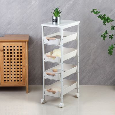 Macaw Metal Storage Cart With 4 Storeys 39.5X24X81.5Cm White