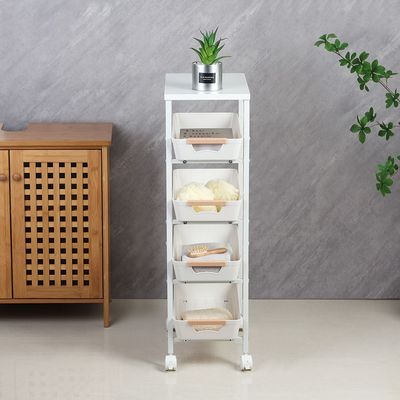Macaw Metal Storage Cart With 4 Storeys 39.5X24X81.5Cm White