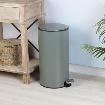 Falcon 30L Pedal Bin Soft Close Iron With Powder Coating Green 33X62Cm