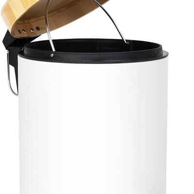 Orchid 12L Bamboo Lid Pedal Dustbin With Soft-Close