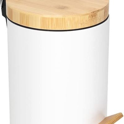 Orchid 12L Bamboo Lid Pedal Dustbin With Soft-Close
