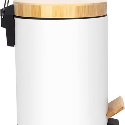 Orchid 12L Bamboo Lid Pedal Dustbin With Soft-Close