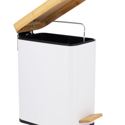 Orchid 5L Rect Bamboo Lid Pedal Dustbin